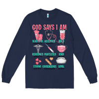 Navy god says i am Long Sleeve Tee - texasbilliewilder
