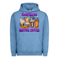 Pigment Pebble Blue Nightmare Before Coffee Cups Urban Hoodie - MaliasSmallBusiness