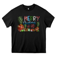 Black Merry Christmas Heavy Core Tee - CowhideDigitalArt