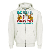 Oatmeal Heather baseball makes me happy you, not so much Zipper Hoodie - HRA Design Shop