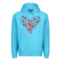 Ocean Blue retro christian valentine Premium Hoodie - MaliasSmallBusiness