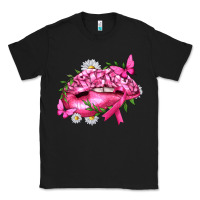 Black Breast Cancer with Ribbon Pink Lips Classic Tee - texasbilliewilder