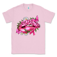 Bubblegum Pink Breast Cancer with Ribbon Pink Lips Classic Tee - texasbilliewilder