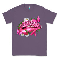 Lavender Breast Cancer with Ribbon Pink Lips Classic Tee - texasbilliewilder