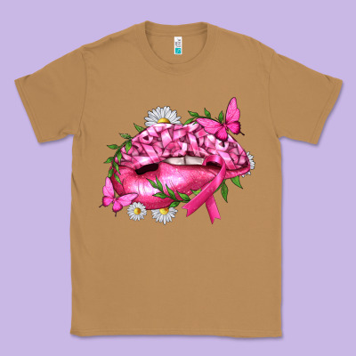 Breast Cancer With Ribbon Pink Lips Classic Tee Designed By Texasbilliewilder