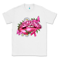 White Breast Cancer with Ribbon Pink Lips Classic Tee - texasbilliewilder