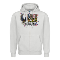 Dove Grey american woman Zipper Hoodie - CowhideDigitalArt
