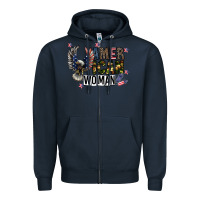 Navy american woman Zipper Hoodie - CowhideDigitalArt