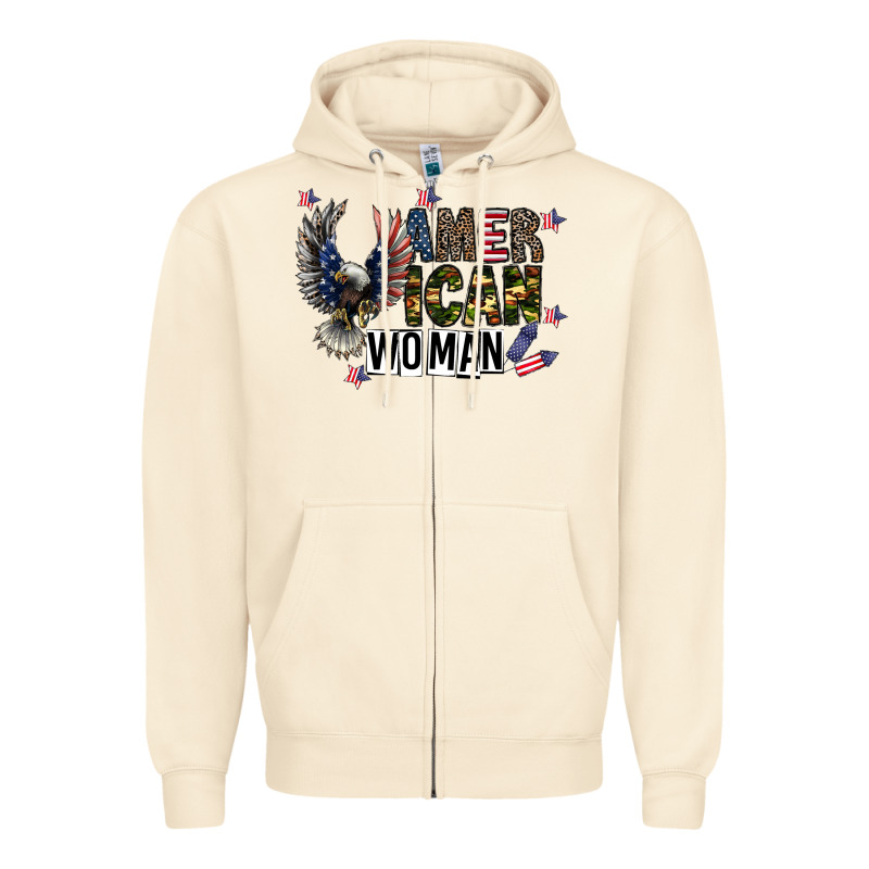 American Woman Zipper Hoodie by CowhideDigitalArt | Teevron