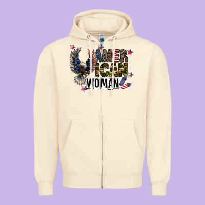 American Woman Zipper Hoodie Designed By Cowhidedigitalart