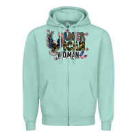 Seafoam american woman Zipper Hoodie - CowhideDigitalArt