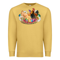 Antique Gold easter coop animals farm chicken chiks rooster flowers butterfly Premium Sweatshirt - Artiststas