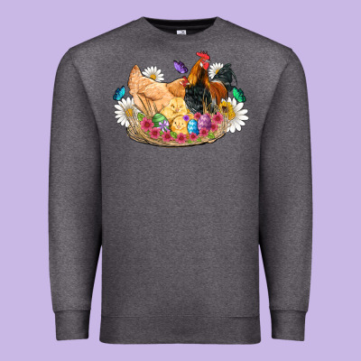 Easter Coop Animals Farm Chicken Chiks Rooster Flowers Butterfly Premium Sweatshirt Designed By Artiststas