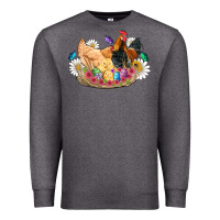 Charcoal Heather easter coop animals farm chicken chiks rooster flowers butterfly Premium Sweatshirt - Artiststas