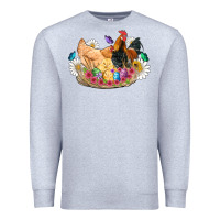 Heather Grey easter coop animals farm chicken chiks rooster flowers butterfly Premium Sweatshirt - Artiststas