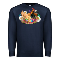 Navy easter coop animals farm chicken chiks rooster flowers butterfly Premium Sweatshirt - Artiststas