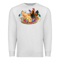 Oatmeal Heather easter coop animals farm chicken chiks rooster flowers butterfly Premium Sweatshirt - Artiststas