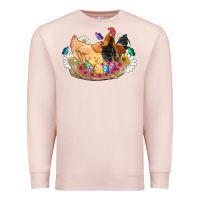 Pale Pink easter coop animals farm chicken chiks rooster flowers butterfly Premium Sweatshirt - Artiststas