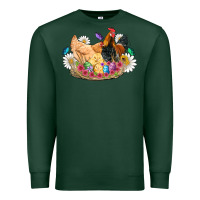 Sports Green easter coop animals farm chicken chiks rooster flowers butterfly Premium Sweatshirt - Artiststas