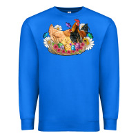 True Royal easter coop animals farm chicken chiks rooster flowers butterfly Premium Sweatshirt - Artiststas