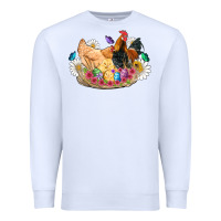 White easter coop animals farm chicken chiks rooster flowers butterfly Premium Sweatshirt - Artiststas