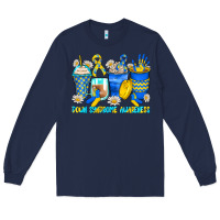 Navy down syndrome coffee cups Long Sleeve Tee - Zillion Design Studio