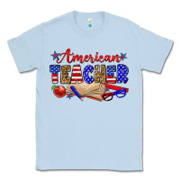 Dusty Blue American teacher Classic Tee - Zillion Design Studio