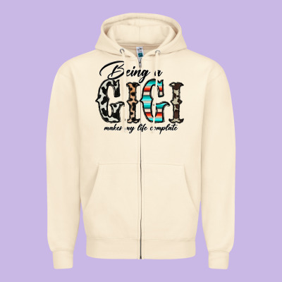 Being A Gigi Makes My Life Complate Zipper Hoodie Designed By Cowhidedigitalart