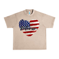 French Oak veteran heart american flag Urban Heavy Tee - BarkalooDesign