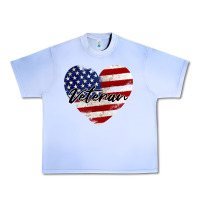 Grape Ice veteran heart american flag Urban Heavy Tee - BarkalooDesign
