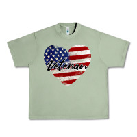 Oil Green veteran heart american flag Urban Heavy Tee - BarkalooDesign