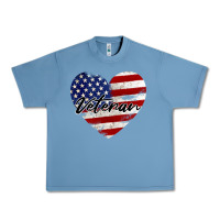 Pebble Blue veteran heart american flag Urban Heavy Tee - BarkalooDesign
