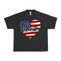 Pigment Black veteran heart american flag Urban Heavy Tee - BarkalooDesign