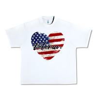 White veteran heart american flag Urban Heavy Tee - BarkalooDesign