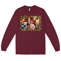 Burgundy christmas farm animals Long Sleeve Tee - RanaPortraitStore
