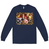 Navy christmas farm animals Long Sleeve Tee - RanaPortraitStore