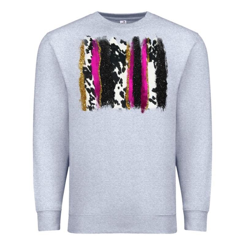 Cow , Yellow And Pink Glitter Brushstrokes Premium Sweatshirt by AdoDesignShop | Teevron