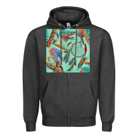 Charcoal Heather pipe tomahawk dreamcatcher headdress seamless patt Zipper Hoodie - FaDigitalArtStudio