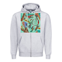 Heather Grey pipe tomahawk dreamcatcher headdress seamless patt Zipper Hoodie - FaDigitalArtStudio