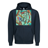 Navy pipe tomahawk dreamcatcher headdress seamless patt Zipper Hoodie - FaDigitalArtStudio