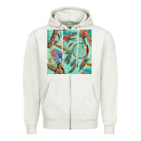Oatmeal Heather pipe tomahawk dreamcatcher headdress seamless patt Zipper Hoodie - FaDigitalArtStudio