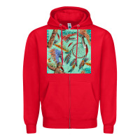 Red pipe tomahawk dreamcatcher headdress seamless patt Zipper Hoodie - FaDigitalArtStudio