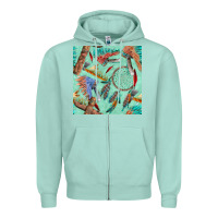Seafoam pipe tomahawk dreamcatcher headdress seamless patt Zipper Hoodie - FaDigitalArtStudio