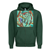 Sports Green pipe tomahawk dreamcatcher headdress seamless patt Zipper Hoodie - FaDigitalArtStudio
