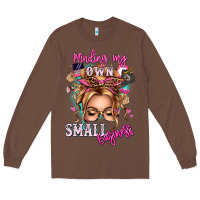 Chestnut minding my own small business blonde messy bun Long Sleeve Tee - texasbilliewilder