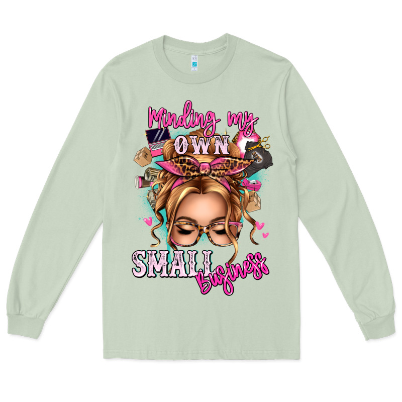 Minding My Own Small Business Blonde Messy Bun Long Sleeve Tee by texasbilliewilder | Teevron
