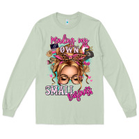 Matcha minding my own small business blonde messy bun Long Sleeve Tee - texasbilliewilder