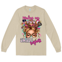 Mushroom minding my own small business blonde messy bun Long Sleeve Tee - texasbilliewilder