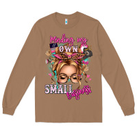 Toasted Coconut minding my own small business blonde messy bun Long Sleeve Tee - texasbilliewilder