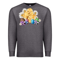 Charcoal Heather chicks eggs daisy easter Premium Sweatshirt - Artiststas